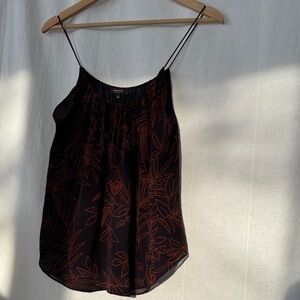 Babaton Navy Blue Camisole with Burnt Orange Floral Pattern